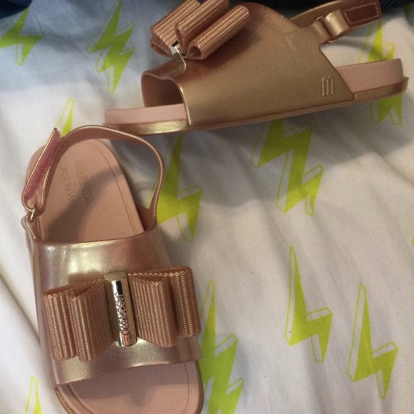 MINI MELISSA Sandals x Jason Wu Metallic Pink Adjustable Bow Girl's Size 9 NEW - Picture 1 of 4